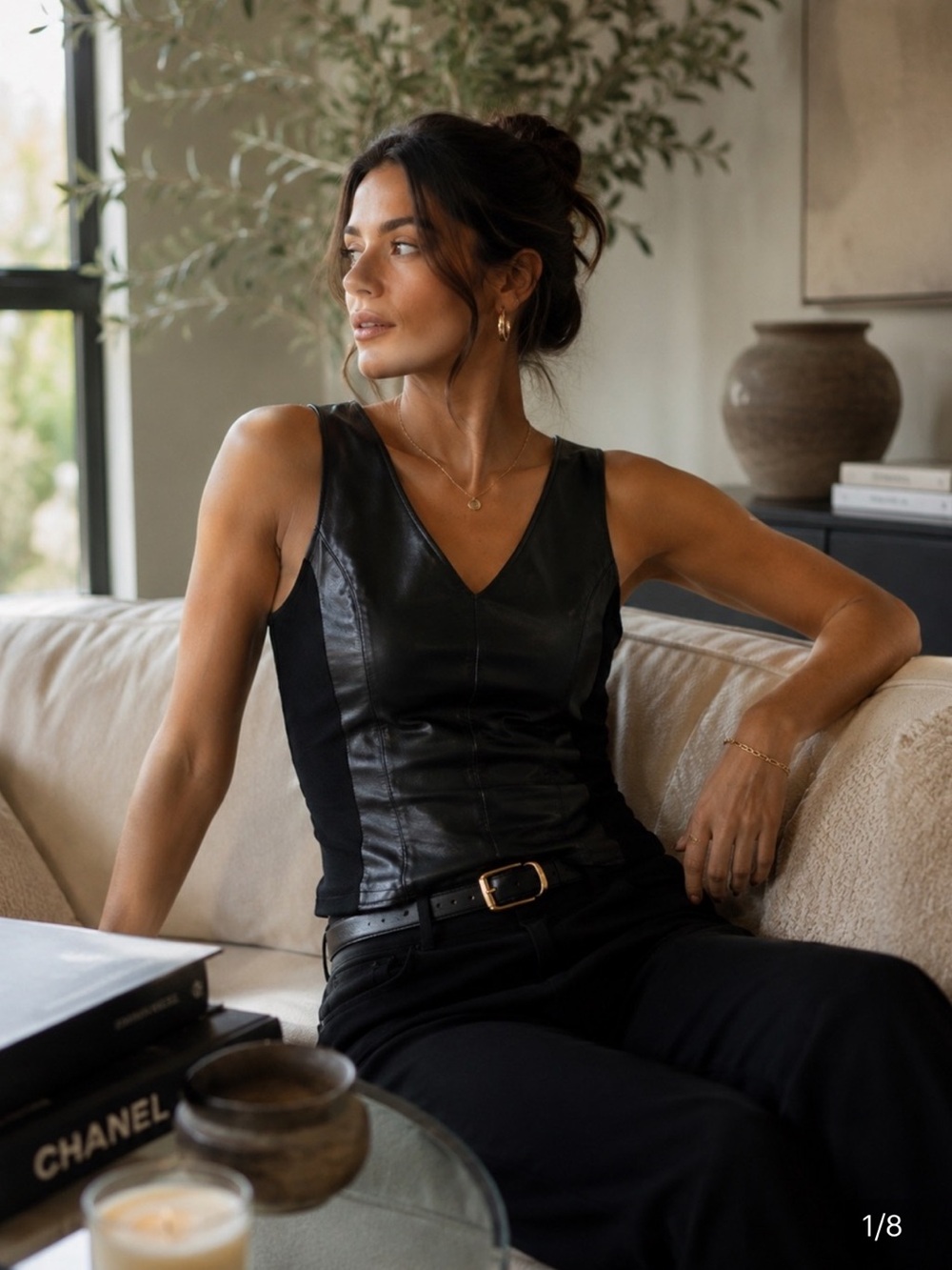ILIA Black Zipper Halter Top
